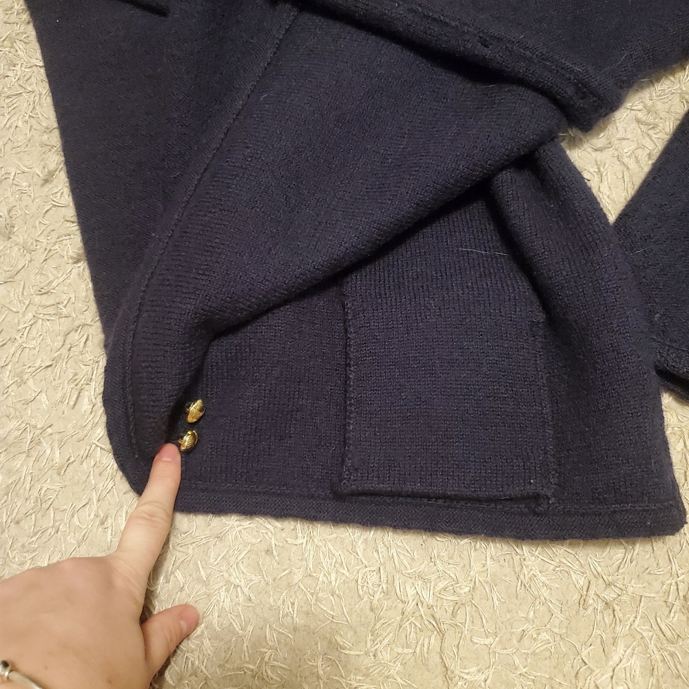 Navy 100% Pure Wool Cardigan - Picture 7 of 7
